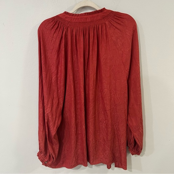 Democracy Burnt Red Button Down Ruched Flowy Blouse Women’s Size 3X - Picture 5 of 6